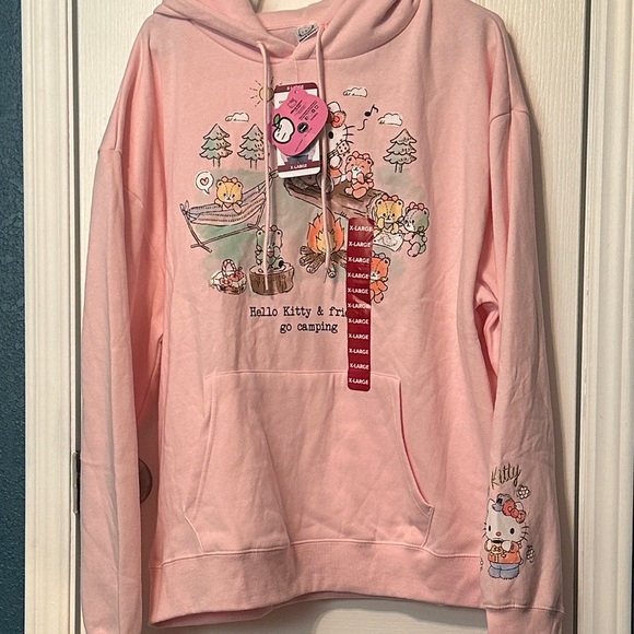 Hello Kitty Tops - Hello Kitty Pink Camping Graphic Hoodie